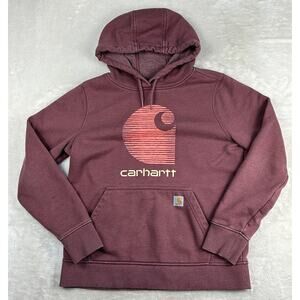Carhartt Hoodie Women's Medium Rain Defender Relaxed Fit Graphic Sweatshirt